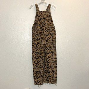 NWT Topshop Tiger Print Denim Dungaree Overalls